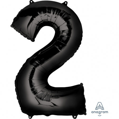 Folienballon ZAHL "2" XL schwarz