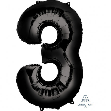 Folienballon ZAHL "3" XL schwarz