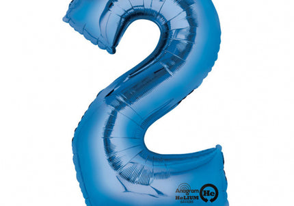 Folienballon ZAHL "2" XL blau