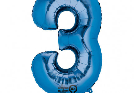 Folienballon ZAHL "3" XL blau