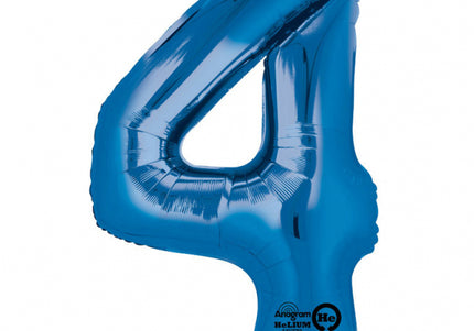 Folienballon ZAHL "4" XL blau