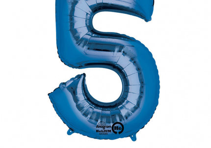 Folienballon ZAHL "5" XL blau