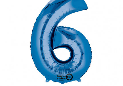 Folienballon ZAHL "6" XL blau