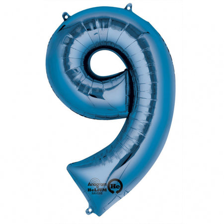 Folienballon ZAHL "9" XL blau