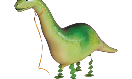 Laufender Airwalker Ballon in Form eines grünen Brontosaurus