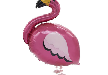 Laufender Airwalker Ballon in Form eines rosa Flamingo