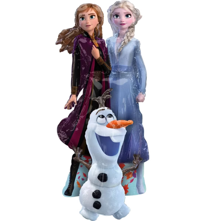 Laufender Airwalker Ballon in Form von Anna, Elsa und dem Schneemann Olaf, aus dem Film "Die Eiskönigin 2"
