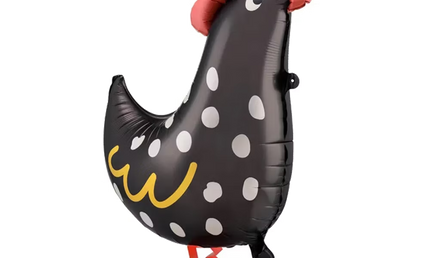 Laufender Airwalker Ballon in Form eines schwarzen Hahns