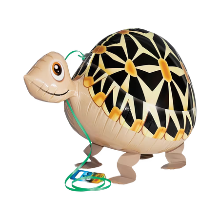 Laufender Airwalker Ballon in Form einer Schildkröte in verschiedenen beige Tönen.