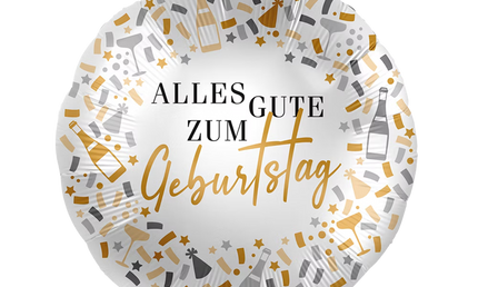 Alles Gute zum Geburtstag Folienballon von Premioloon mit gold silber Konfetti Design eleganter Geburtstagsballon