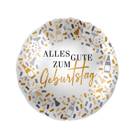 Alles Gute zum Geburtstag Folienballon von Premioloon mit gold silber Konfetti Design eleganter Geburtstagsballon