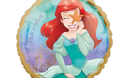 Anagram Disney Ariel Folienballon 43cm rund mit Meerjungfrau Motiv für Kindergeburtstag