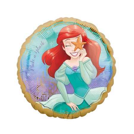 Anagram Disney Ariel Folienballon 43cm rund mit Meerjungfrau Motiv für Kindergeburtstag