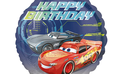 Anagram Disney Cars Folienballon 43cm rund mit Lightning McQueen und Jackson Storm Happy Birthday Motiv