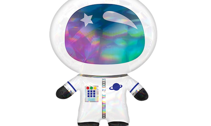 Astronaut Folienballon Orbz von Anagram holografischer Weltraum Ballon mit Raumanzug und buntem Visier für Kindergeburtstag