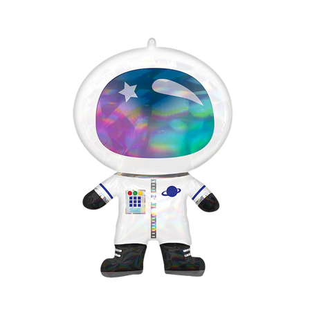 Astronaut Folienballon Orbz von Anagram holografischer Weltraum Ballon mit Raumanzug und buntem Visier für Kindergeburtstag
