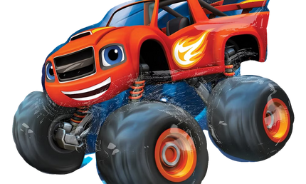 Blaze Monstertruck Folienballon mit Flammenmotiv – roter Monster Truck Heliumballon für Kindergeburtstag, Rennwagenparty oder Auto Partydeko