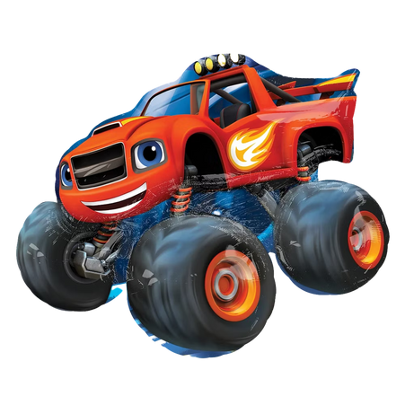 Blaze Monstertruck Folienballon mit Flammenmotiv – roter Monster Truck Heliumballon für Kindergeburtstag, Rennwagenparty oder Auto Partydeko