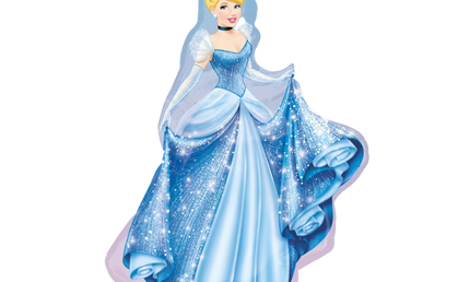Cinderella oder Aschenputtel Folienballon – Disney Prinzessin Heliumballon im blauen Kleid für Kindergeburtstag, Prinzessinnenparty und Disney Partydeko