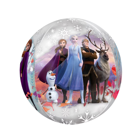 Disney Frozen Orbz Folienballon 40 cm mit Elsa, Anna, Olaf und Sven, transparenter Ballon für Kindergeburtstag und Party Deko