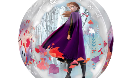 Disney Frozen Orbz Folienballon 40 cm mit Anna im Herbstdesign, transparenter Ballon für Kindergeburtstag und Party