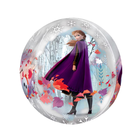 Disney Frozen Orbz Folienballon 40 cm mit Anna im Herbstdesign, transparenter Ballon für Kindergeburtstag und Party