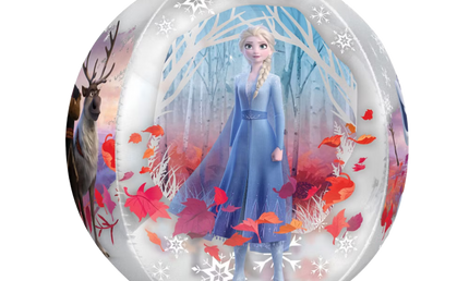Disney Frozen Orbz Folienballon 40 cm mit Elsa im Herbstdesign, transparenter Ballon für Kindergeburtstag und Party