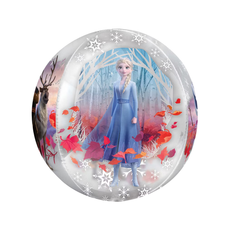 Disney Frozen Orbz Folienballon 40 cm mit Elsa im Herbstdesign, transparenter Ballon für Kindergeburtstag und Party