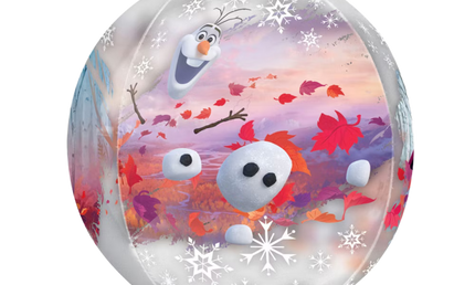 Disney Frozen Orbz Folienballon 40 cm mit Olaf im Herbstdesign, transparenter Ballon für Kindergeburtstag und Party
