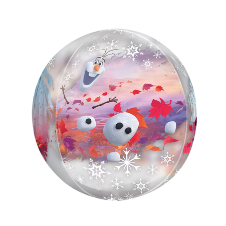 Disney Frozen Orbz Folienballon 40 cm mit Olaf im Herbstdesign, transparenter Ballon für Kindergeburtstag und Party