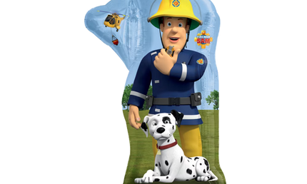 Feuerwehrmann Sam Figuren Folienballon XXL mit Hund und Hubschrauber heliumgeeignet Kindergeburtstag