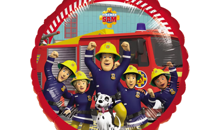 Feuerwehrmann Sam Folienballon 43 cm mit Team Feuerwehrauto heliumgeeignet Kindergeburtstag