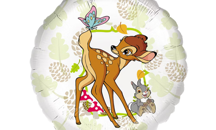 Disney-Classics Folienballon mit Bambi Rehkitz und Hase im Wald, Kindergeburtstag Deko mit Schmetterling und Naturmotiv