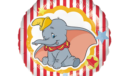 Disney Classics Folienballon mit Dumbo Elefant im Zirkusdesign, rote Streifen und Sterne, Kindergeburtstag Deko