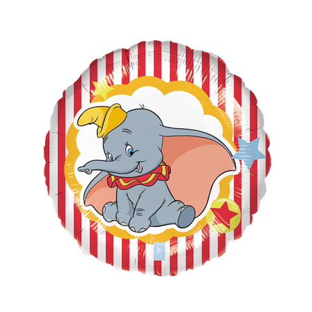 Disney Classics Folienballon mit Dumbo Elefant im Zirkusdesign, rote Streifen und Sterne, Kindergeburtstag Deko