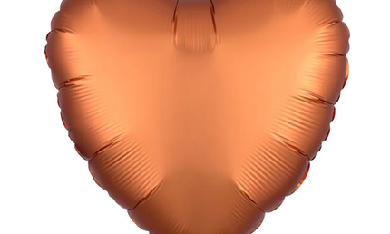 Bernsteinfarbener Herzballon, Folienballon, matt, 43 cm.