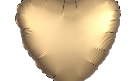 Goldener Herz-Luftballon aus Folie mit metallisch mattem Glanz.
