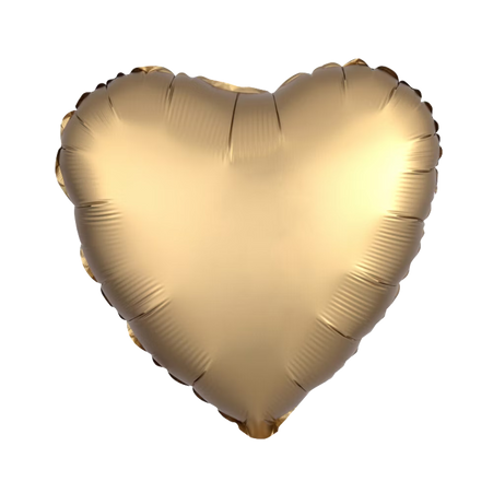 Goldener Herz-Luftballon aus Folie mit metallisch mattem Glanz.