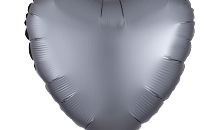 Grauer Herzballon, Folienballon, matt, 43 cm.