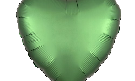 Grüner Herzballon, Folienballon, matt, 43 cm.