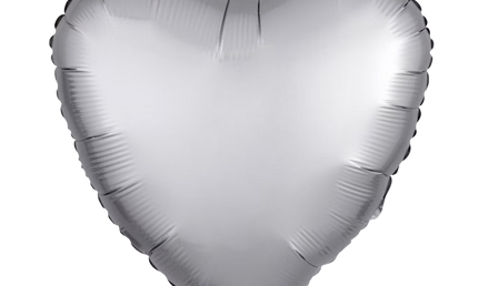 Silberner Herzballon, Folienballon, matt, 43 cm.