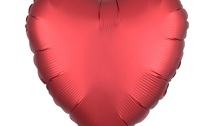 Roter Herz-Luftballon aus Folie mit metallisch mattem Glanz.