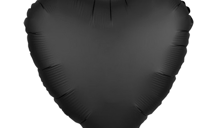 Schwarzer Herzballon-Folienballon, in mattem finish, 43 cm.