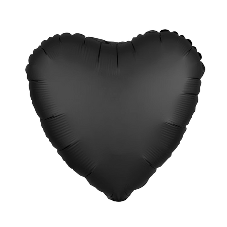 Schwarzer Herzballon-Folienballon, in mattem finish, 43 cm.