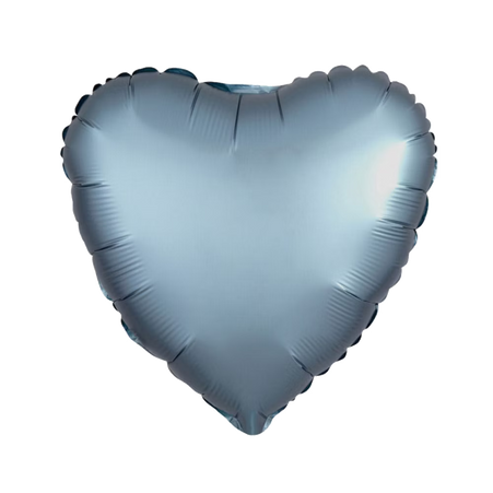 Herzballon-Folienballon, in mattem finish, 43 cm, in stahlblau.