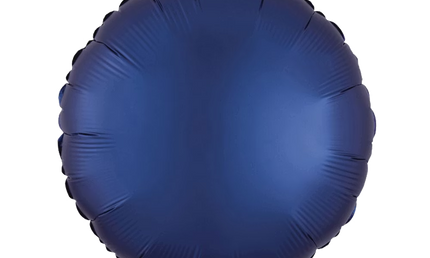 Runder Folienballon in Navy-Blau, in mattem metallischem Glanz, 43 cm - Produktfoto.