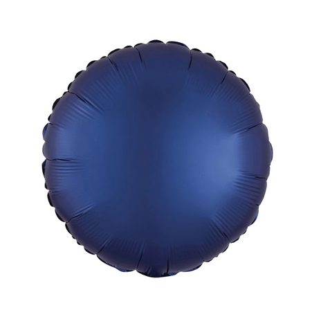 Runder Folienballon in Navy-Blau, in mattem metallischem Glanz, 43 cm - Produktfoto.