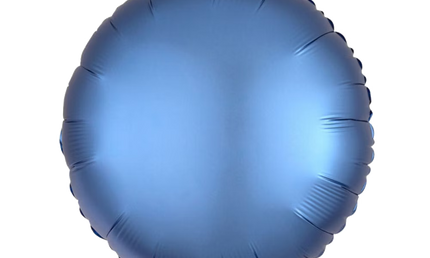 Runder Folienballon mit mattem metallischem Ganz, 43 cm groß, in azurblau.