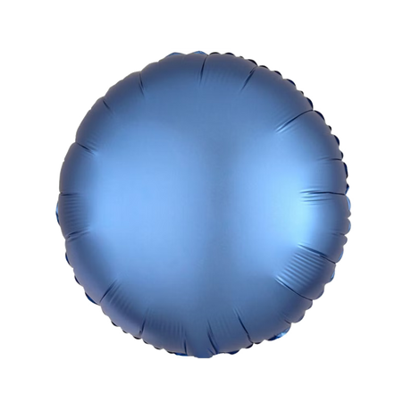 Runder Folienballon mit mattem metallischem Ganz, 43 cm groß, in azurblau.