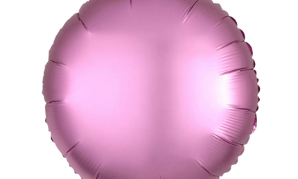 Runder Folienballon in Flamingo-rosa, matt, 43 cm groß.